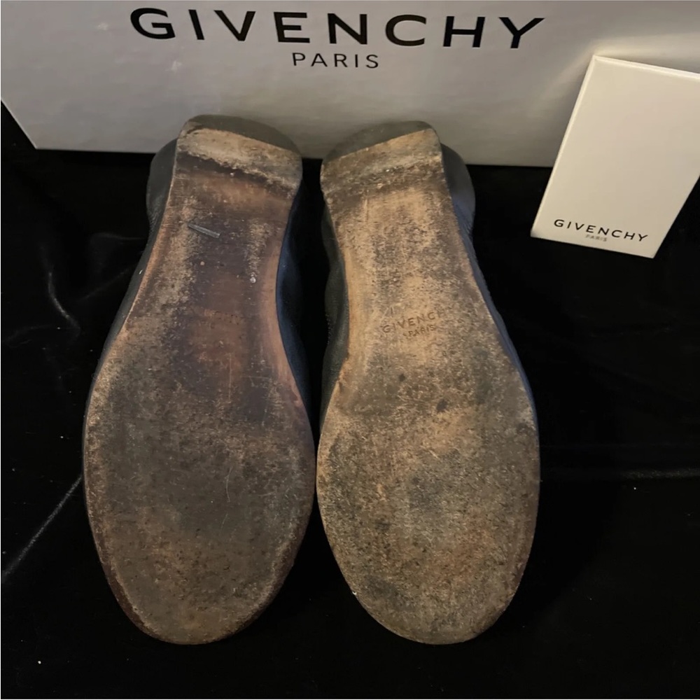 Givenchy Paris Black Millie Ballerina Flat Ballet Shoes stretchy elastic Size 37 - Picture 4 of 6